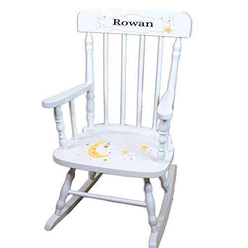 Children's Personalized White Celestial Moon Rocking Chair