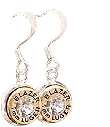 Silver and Brass Custom Bullet Caliber Gun Ammo Pierced Dangle Womens Earrings