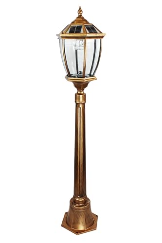 Arnusa Gartenlaterne solarbetrieben klassisch 115 cm Solarlampe Außenleuchte Sockelleuchte kabellos Duo Color warmweiß und kaltweiß Laterne Kupfer Optik
