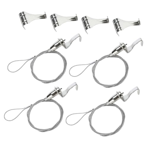 HEATSHAKING Cuerda Ajustable para Colgar Cuadros Gancho Resistente para Marco de Fotos Sistema de Suspensión Inoxidable 4 Juegos para Decoración de Pared
