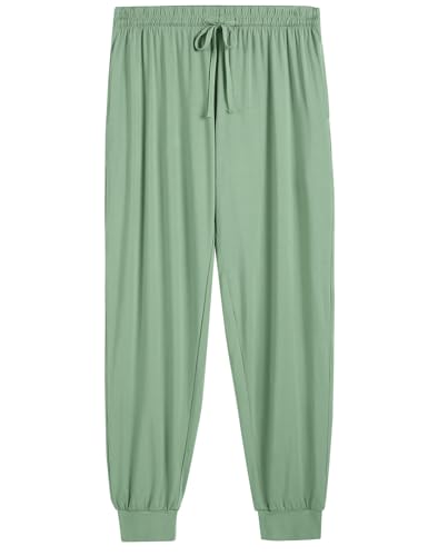 Image of Joyaria Women's Bamboo Viscose Cooling Pajamas Short Sleeve Crewneck Top & Jogger Pajama Pants with Pocket S-XXL