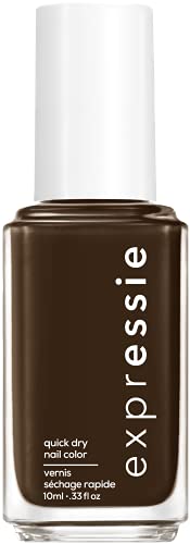 essie expressie Quick-Dry Vegan Nail Polish, Take The Espresso, Blackened Dark Chocolate Brown, 0.33 Ounce