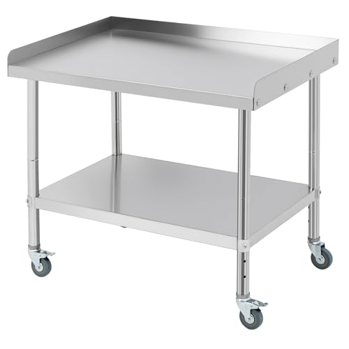 Image of Equipment Grill Stand Table 36x24x30 Inch Stainless Steel NSF Certified 400 Lbs Capacity with Adjustable Legs, 2 inch Edge Baffle, for Hotel, Home, Commercial Restaurant Kitchen