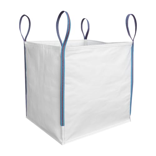 TGL PACKAGING 1 Pieces 85x85x85cm 1 Tonne Builders Bulk Bag – Heavy Duty FIBC Sack with 4 Lifting Handles, UV Protected Recyclable Woven Polypropylene Bag for Garden Waste, Rubble, Sand, Aggregates