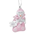 2025 Baby’s First Christmas Ornament – Baby Girl in Stocking Personalized Holiday Keepsake – Custom My 1st Christmas Ornament for Baby & Grandbaby – Engraved Gift for Newborn’s 1st Xmas