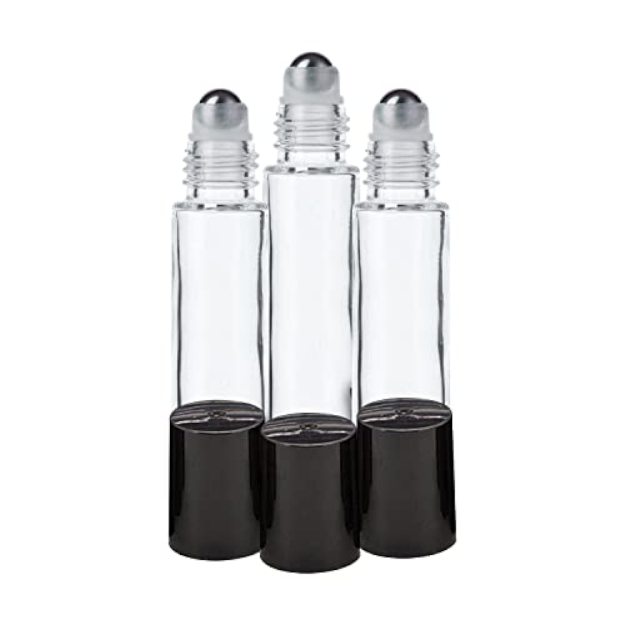 Empty Clear Glass Roll-On Bottles, 10 ml, Pack of 3