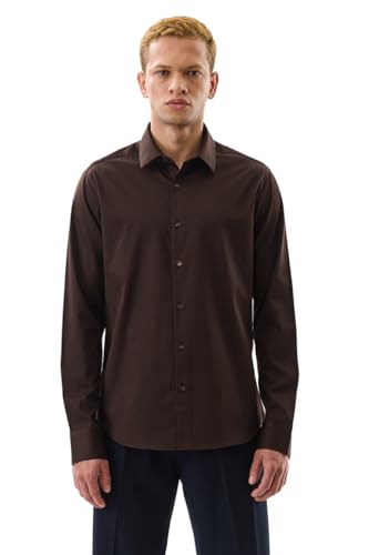 Image of SNITCH Men Formal Shirt | Slim Fit Full Sleeve Classic Collar Solid Pattern | Premium Cotton Blend & Breathable Fabric for Office