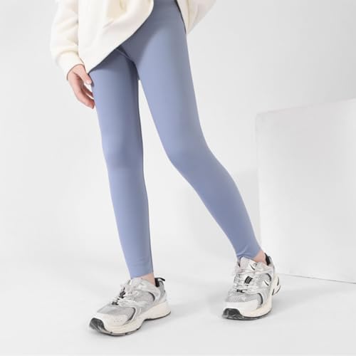 Children's Sports Warm Leggings Tights Winter Yoga Athletic High Rise Yoga Pants Elastic Sporty Funny High Waisted Fleece for Teen Girls Exercise Patterned Cute Tummy Control Workout Lift Blue3