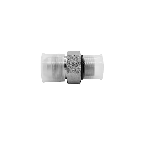 Image of (2-PACK) 6400-10-08-O Hydraulic Hose Adapter Fitting 5 /8 inch Male JIC 37 Flare (7 /8 inch-14UNF) x 1 /2 inch Male O-Ring Boss (3 /4 inch-16UNF) SAE Straight Pipe Joints Tube Connector Carbon Steel