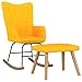 vidaXL Silla Mecedora con Reposapiés Balancín Reclinable Asiento Sillón Salón Sala Estar Muebles Mobiliario Relajante Decoración Tela Amarillo Mostaza