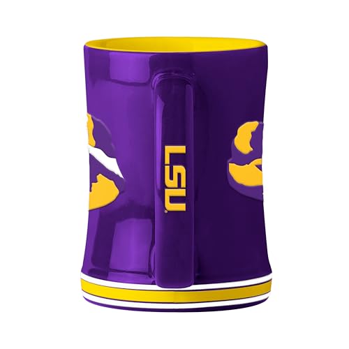 Image of Logo Brands NCAA LSU Tigers 14oz Ceramic Relief Coffee Mug - Officially Licensed Mug, Sculpted 3D Logo and Team Colors - Comfortable Handle and Glossy Finish for College Sports Fans