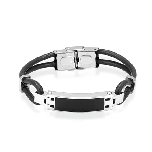 Bracelet urne funéraire cendres médaillon acier inoxydable et cuir véritable