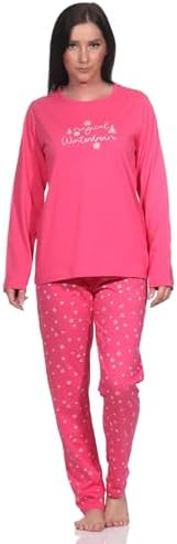 Normann Pigiama da donna in spugna con polsini, effetto a righe, anche in taglie forti, Colore: rosa., 36-38
