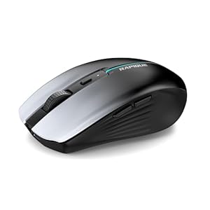 RAPIQUE Ratón inalámbrico Bluetooth – Gradiente blanco a negro, doble conectividad Bluetooth 5.1 y 2.4G, clic silencioso, recargable, ergonómico de 6 botones para Windows/MacOS/Android/Laptop/MacBook