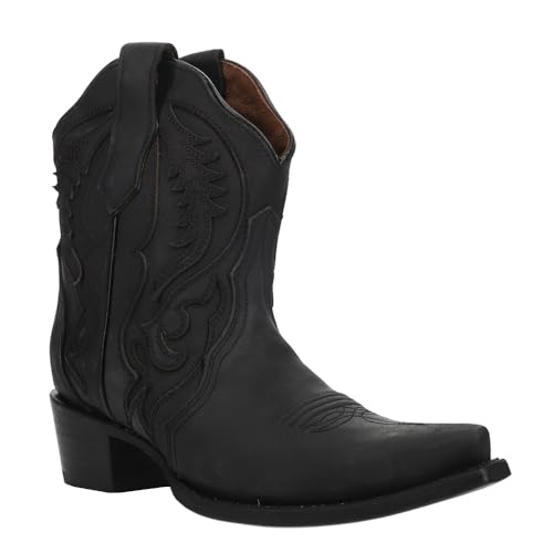 Corral Boots Womens Embroidered And Inlay Snip Toe Casual Boots Ankle Low Heel 1-2" - Black2