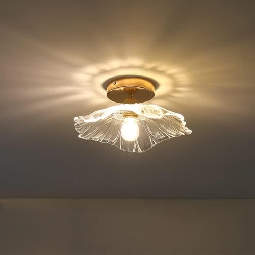 Plafonnier en laiton moderne et lampe suspendue en verre transparent encastré