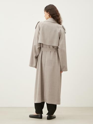 Amazon | [ミラオーウェン] 共ベルト付麻調肩章デザイントレンチコート