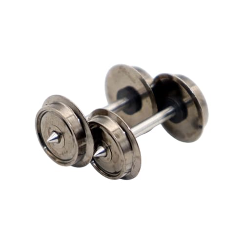 kowaku 2X Metal Wheels Hobby Train Accessory Replacement Modification Metal Axles HO Scale Wheel for 1:87 Model Train DIY Modified