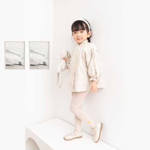 Silkglory Filles, 2 Pièces Collants Bébé Avec Jolie Décoration de Tournesol, Leggings Bas Sans Couture, Nouveau-né Gris/Blanc, 2-3 Ans – vue 6