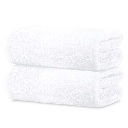 Tens Towels Pack of 2 Extra Large Bath Sheets 35 x 70 Inches, 100% Cotton, Larger & Lighter Weight, Quicker to Dry, Super Soft & Absorbent, Oversized Bath Towels, White