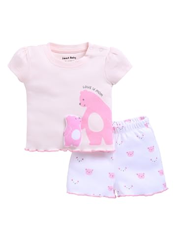 Image of Smart Baby 100% Cotton Interlock Fabric T-Shirt and Shorts Set for Baby Girls - Soft, Lightweight, Comfortable (Pack of 1)