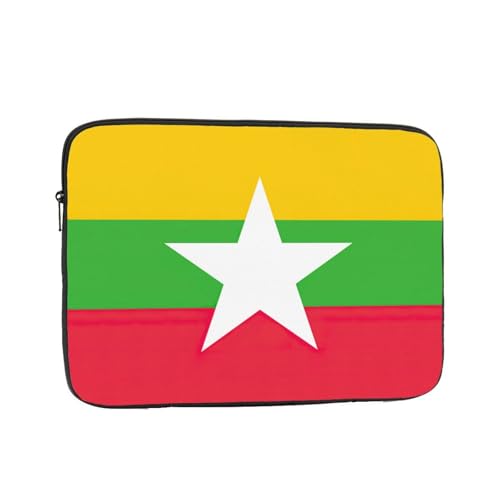 Funda de transporte para laptop y tablet, diseño de bandera de Myanmar, para cafeterías y entornos de trabajo remotos
