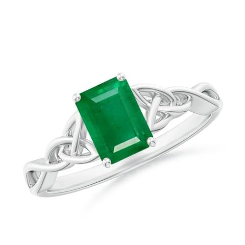 Bague émeraude et nœud celtique : l'élégance de l'or rose 18 carats pour femme