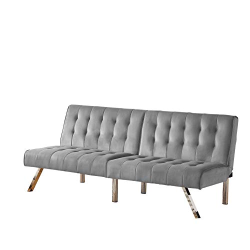 MHG Futon Couch Bed, Modern Sofa Design Includes Sturdy Chrome Legs and Rich
