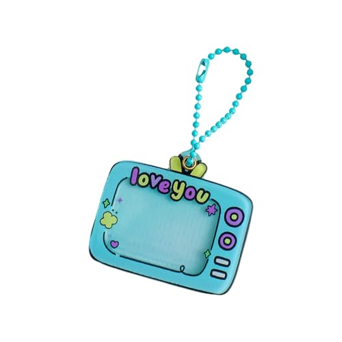 アクリルカードホルダー写真ストレージペンダントカードクリップフォトカードホルダーキーチェーン付き毎日の旅行用クリエイティブキーリングアクリルカードホルダークリエイティブキーリング写真ストレージペンダントカードクリップ