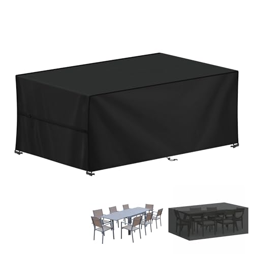 LAMUNI Funda para Muebles de Jardín, 200x90x75cm Funda Mesa Exterior Impermeable Funda Sofa Jardin, Funda Protectora para Conjuntos de Muebles Jardin, Tela Oxford 420D, Anti Viento, Rectangular