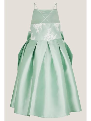 Bow-Knot Flower Girl Dress for Wedding Satin Lace Applique Ball Gowns Sleeveless Straps Princess Birthday Long Dress4
