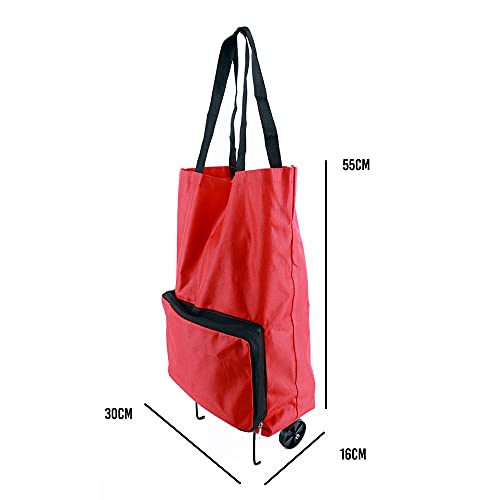 Sacola Carrinho de Compras Transporte Reforçada Resistente Bolsa Dobravel Feira 2 rodas Portatil