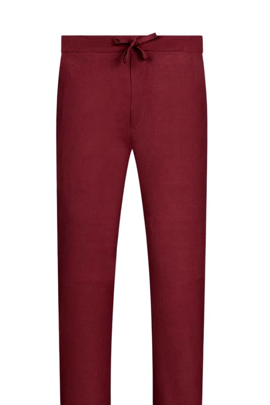 french crown Men's Espresso Red Luxurious Linen Lounge Pant-picture-43
