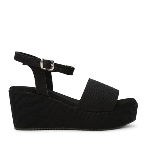 Image of Marc Loire Women's Fashion Square Toe Buckle Straps Wedge Heels