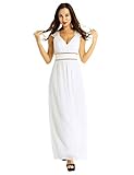 kleid griechische hochzeit Ärmellos, tiefer V-Ausschnitt und offener Rücken, geraffte Taille mit Strassband verziert, verdeckter Reißverschluss hinten