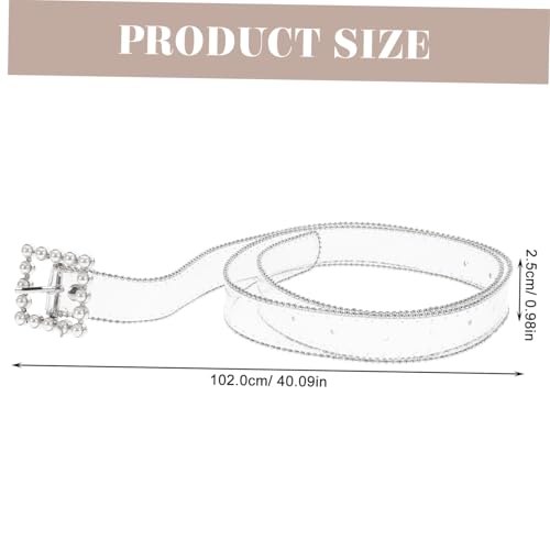 Slim Belt for Women - Fully Transparent Grommet Style with Square Buckle Perfect for Jeans and Everyday Outfits in Silver2