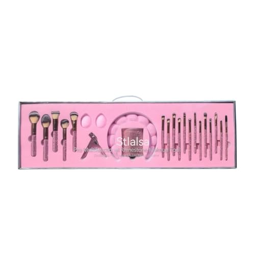 Stlalsa professional makeup brush set 23 makeup brushes diamond handle powder brush foundation make-up brush contour brush eye shadow eyebrow brush makeup sponge ball (pink)