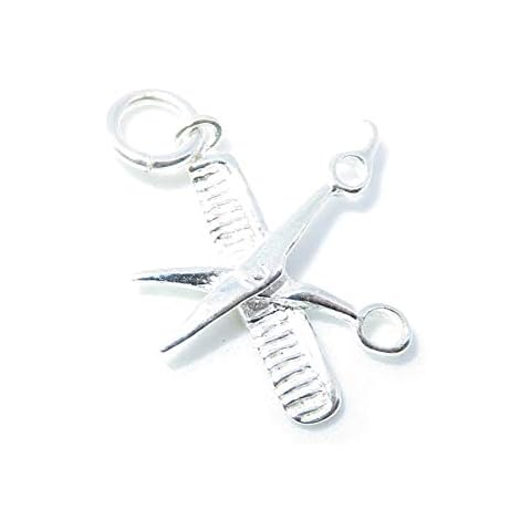 Comb and Scissors sterling silver charm .925 x 1 Hairdressing charms Cover
