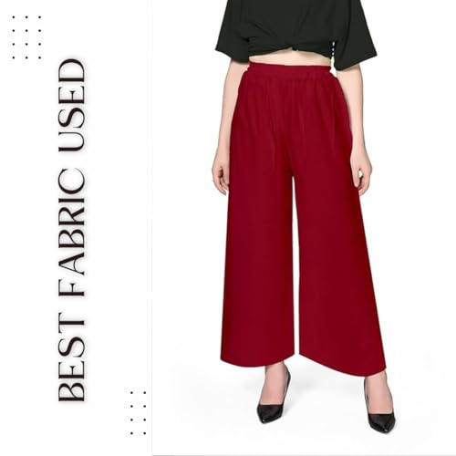 Image of Pranjal Women's Premium Regular Fit Rayon Palazzo - Free Size, Fits Up to 2XL, Stylish & Comfortable (Plazo P)