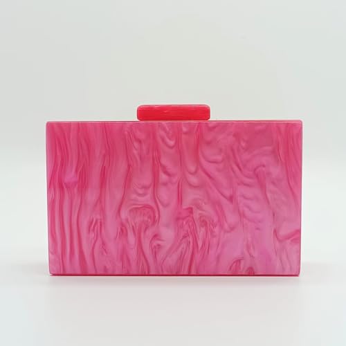 Image of Acrylic Clutch Purse for Women Colorful Evening Handbag Geometric Marbling Box Bag with Detachable Chain