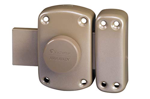 Vachette Verrou de porte Bouton/Cylindre PLUTON - Ouverture à Bouton intérieur, Clé extérieur - Cylindre ø 23 mm, Longueur 45 mm, 5 goupilles - 64200/SC - Anti crochetage - 3 clés