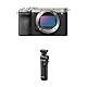 Sony Alpha 7C II | Spiegellose Vollformatkamera (kompakt, 33 MP, Echtzeit-Autofokus, 10 BPS, 4K Video, neigbarer LCD-Touchscreen) Silber/schwarz + Sony GP-VPT2BT