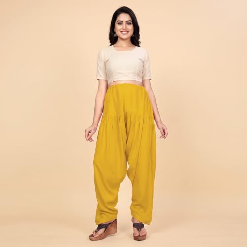 Image of FASHION GALLERY Women's Rayon Relaxed Fit Patiala Salwar with Full Length Drawstring Closure Type and Flexible Waist | Patiala Pant for Woman Free Size Fit Upto XXL