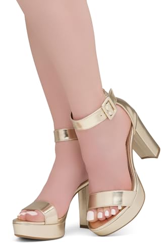 Image of Herstyle Women's Chunky Platform Heels - 4 Inch Block Heeled Sandals, Open Toe Dressy Strappy Heels with Ankle Strap for Wedding, Prom, Party & Graduation