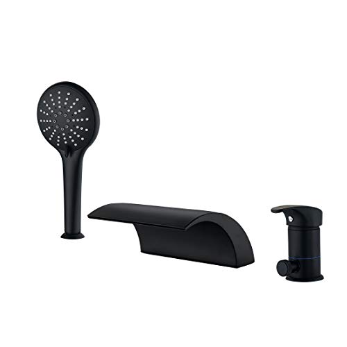 Lovedima Bathroom Waterfall Roman Tub Filler Faucets Handshower Valve Set (Black) Lovedima Bathroom Waterfall Roman Tub Filler Faucets Handshower Valve Set (Black)