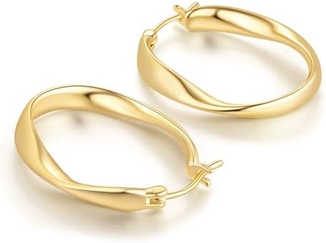 Gold Hoops Earrings for Women 14K Gold Earrings for Women Hoops E...