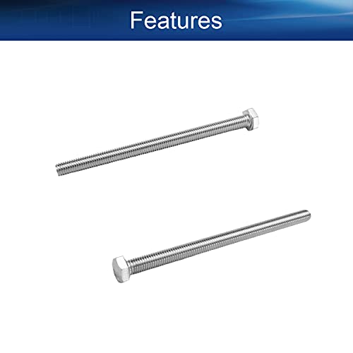 Image of Bettomshin 4Pcs M8 x 120mm Hex Bolts, 304 Stainless Steel 1.25mm Thread Pitch Fully Threaded Metric Hex Head Screw Bolts, Hexagon Screw Bolt, Hex Tap Bolts, Silver, A2-70 (Overall Size 125.3x13x13mm)