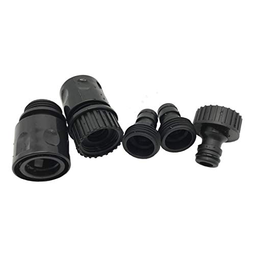 Plastic Garden Hose Connector Set Male And Female - Quick Release Connect Kit, Water Hose Thread Fitting Adapter Set, From Quick Connector To Standard 3/4'' Thread Connector (Black, 2 Sets / 10 Pc) #TOP2