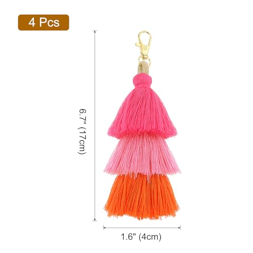 Llaveros bohemios de borlas para fabricación de joyas y proyectos DIY, 4 piezas 3