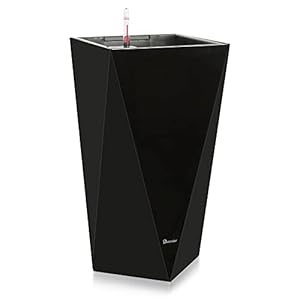 Dexceder 24 Inches Tall Self Watering Planter Diamond High Gloss Indoor Outdoor, Thickened Rhombus Large Floor Standing Flower Plant Pot with Water Level Indicator (Black) Dexceder 24 Inches Tall Self Watering Planter Diamond High Gloss Indoor Outdoor Thickened Rhombus Large Floor Standing Flower Plant Pot with Water Level Indicator Black